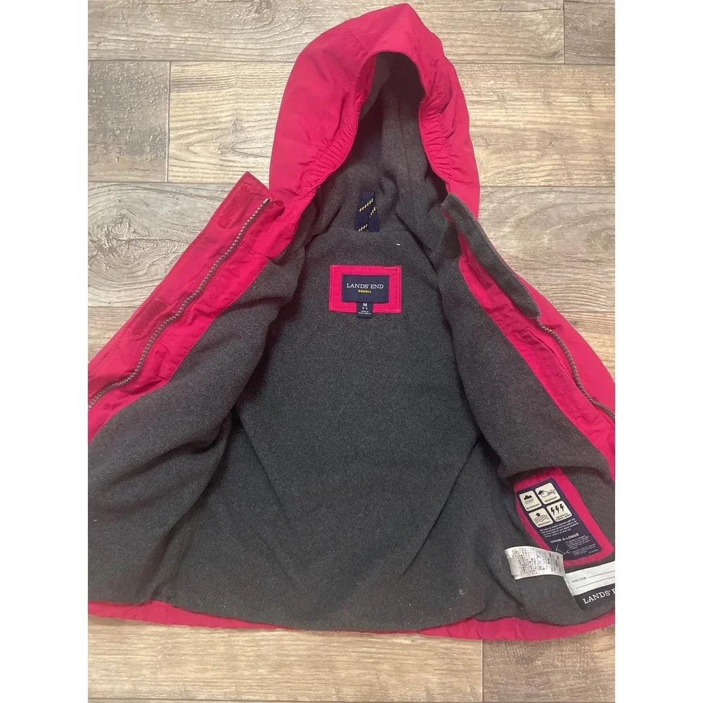 Lands End Squall Kids Jacket Sz M 5-6 Dark Red‎ Waterproof Hooded Winter Coat